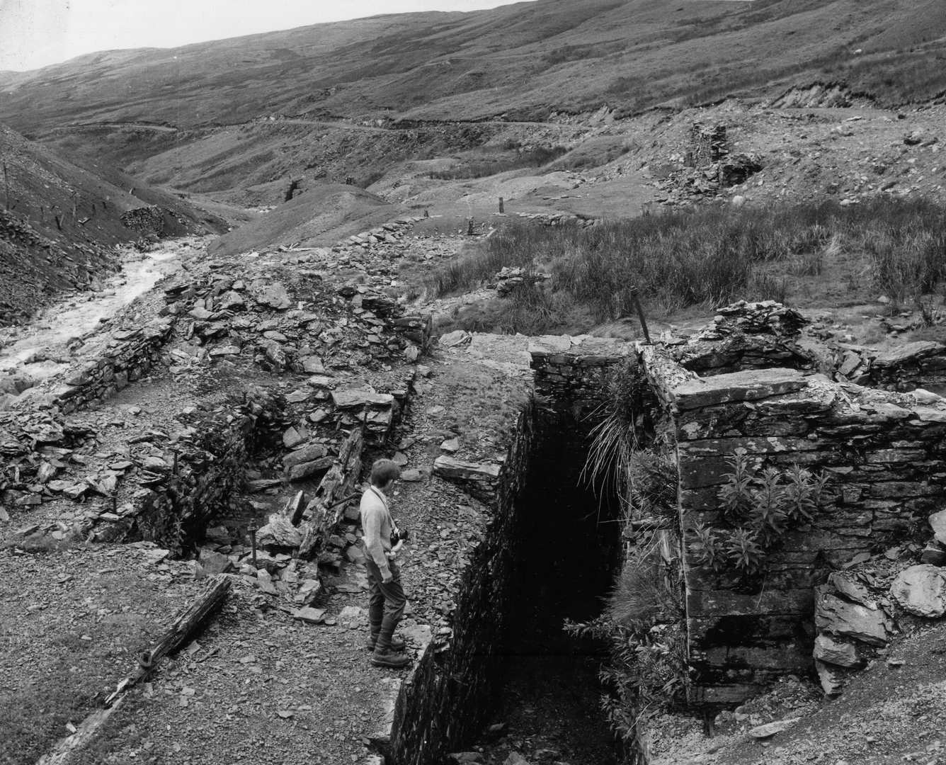 Crusher wheel pit Plynlimon Mine 1986